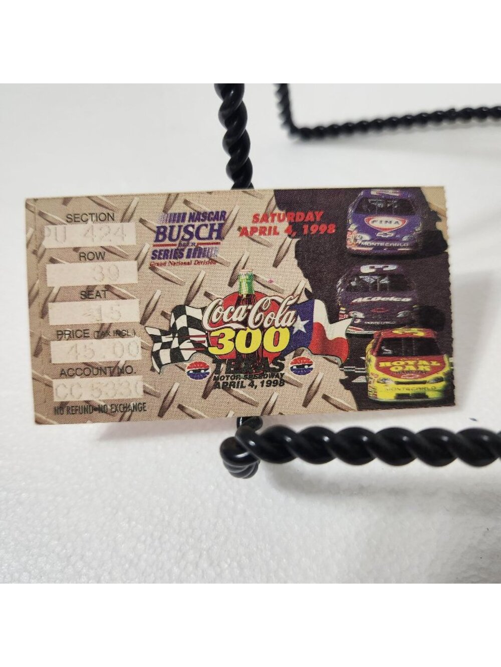 1998 NASCAR Busch Series Coca-Cola 300 Texas Speedway Ticket Stub